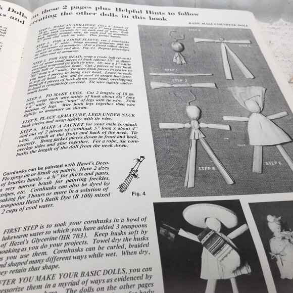 Vtg 70s MCM HTF Corn Husk Gardening Doll Hand Made Fall Folk Art Craft Kit Book - Picture 6 of 8